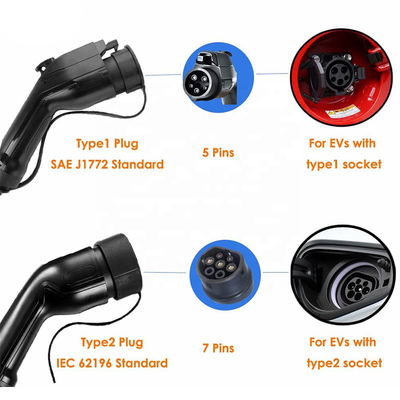 Electric Car Battery Charging Station Portable EV Charger Mode 2 IEC 62196 Fast AC 8A-16A
