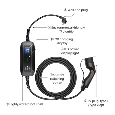 16A 3.6KW Electric Vehicle Charger with IP66 Rating and AC 220V 20% Output Voltage