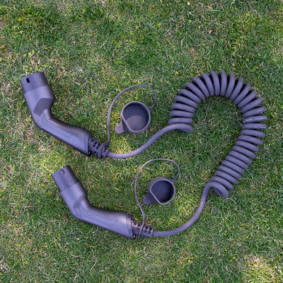 250V TPU Type 2 To Type 2 IEC 62196 Coiled EV Charging Cable With Operating Voltage