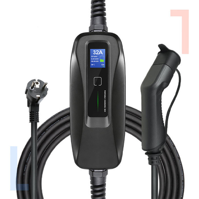 32A Type1/Type2 Portable EV Charging Box for Nissans LEAF Charging Cables Black