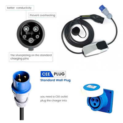 Single Phase Portable Ev Charger with Output Current 6A-8A-10A-13A-16A-20A-24A-32A