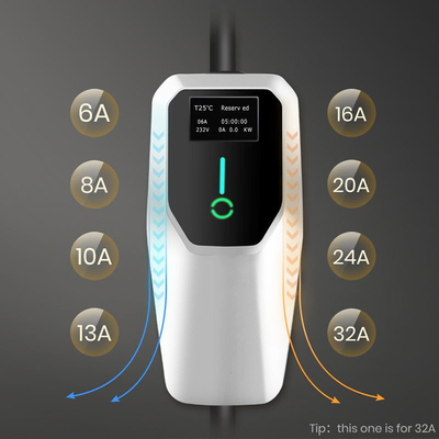 Single Phase Portable Ev Charger with Output Current 6A-8A-10A-13A-16A-20A-24A-32A