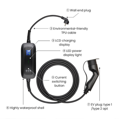 6A-16A Rated Current Portable EV Charger Perfect for Home and On-the-go Charging